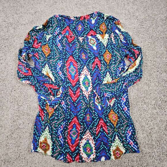 Anthropologie Maeve Blouse Womens Size 8 Topoxte Dropwaist Ikat Western Aztec‎ - Picture 6 of 10